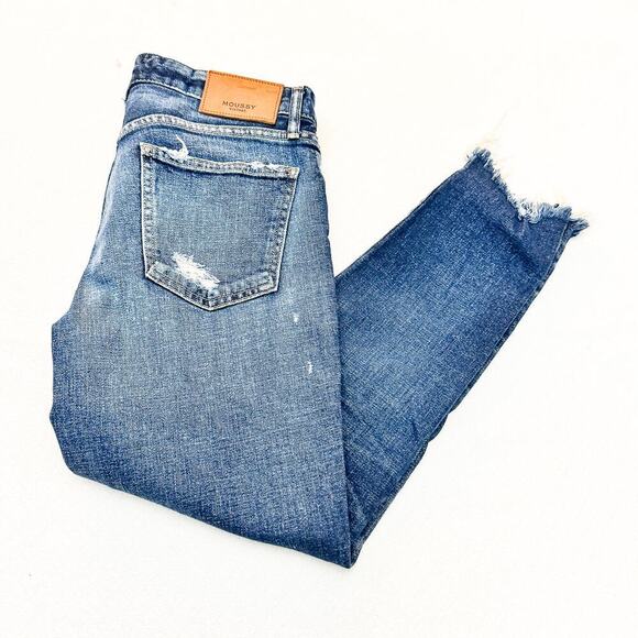 Moussy Vintage Dark Wash Denim Jeans Raw Hem 025DSC12-2140 Size 28 - Picture 10 of 10